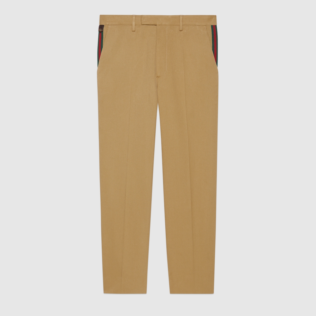 Cotton ankle pant with Web in light brown | GUCCI® US