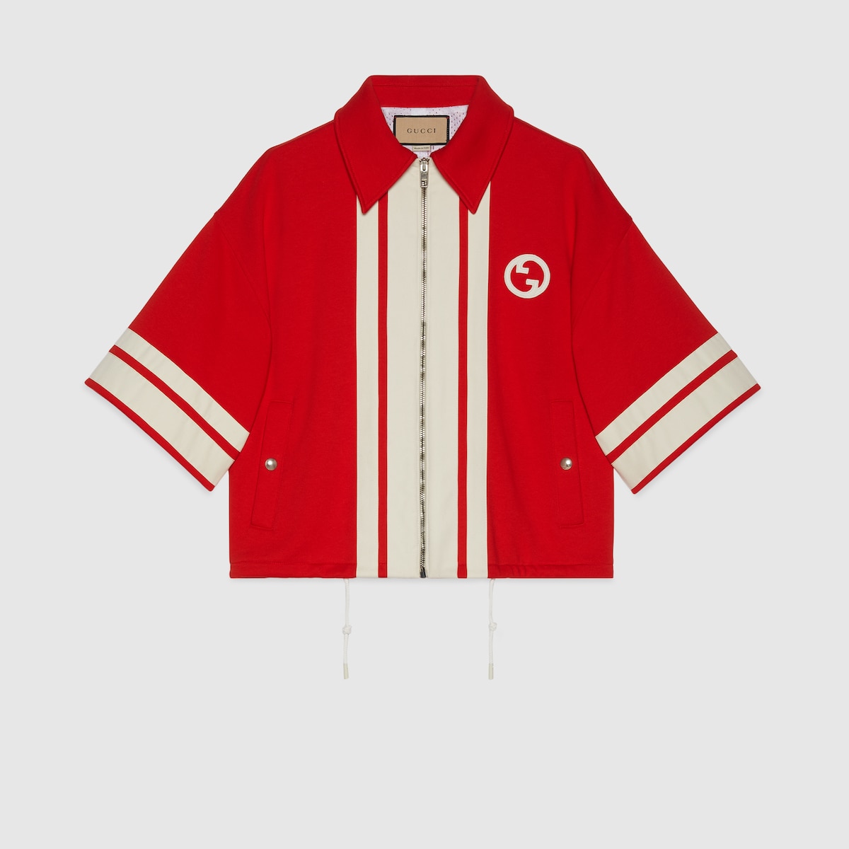 Jersey jacket with Round Interlocking G in red | GUCCI® SG