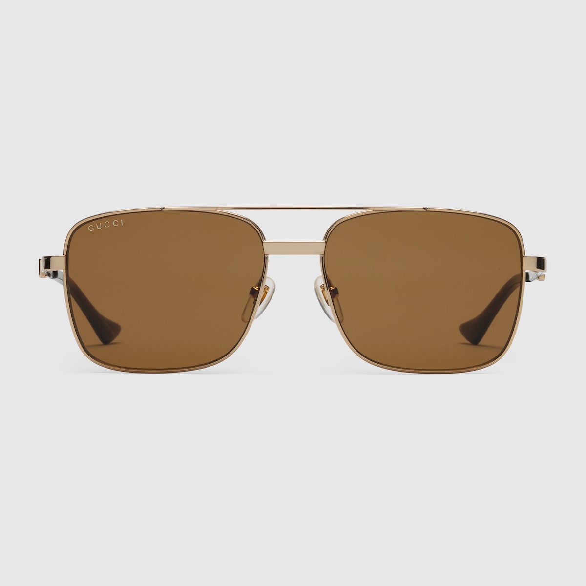 GUCCI EYEWEAR スクエアフレーム ゴールドトーン＆エナメル Square frame sunglasses in gold-toned metal | GUCCI® US