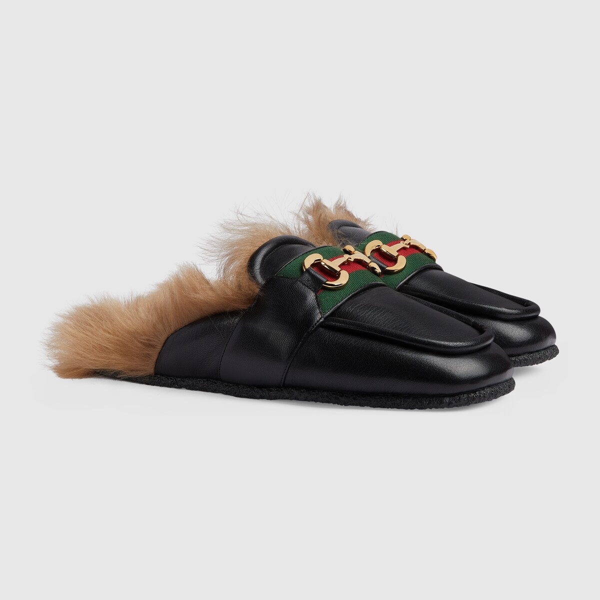 Men s slipper with Horsebit in black leather GUCCI Canada