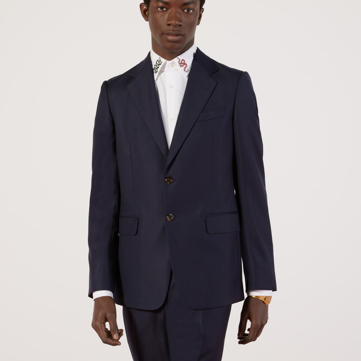 Straight fit wool suit in blue wool | GUCCI® SG