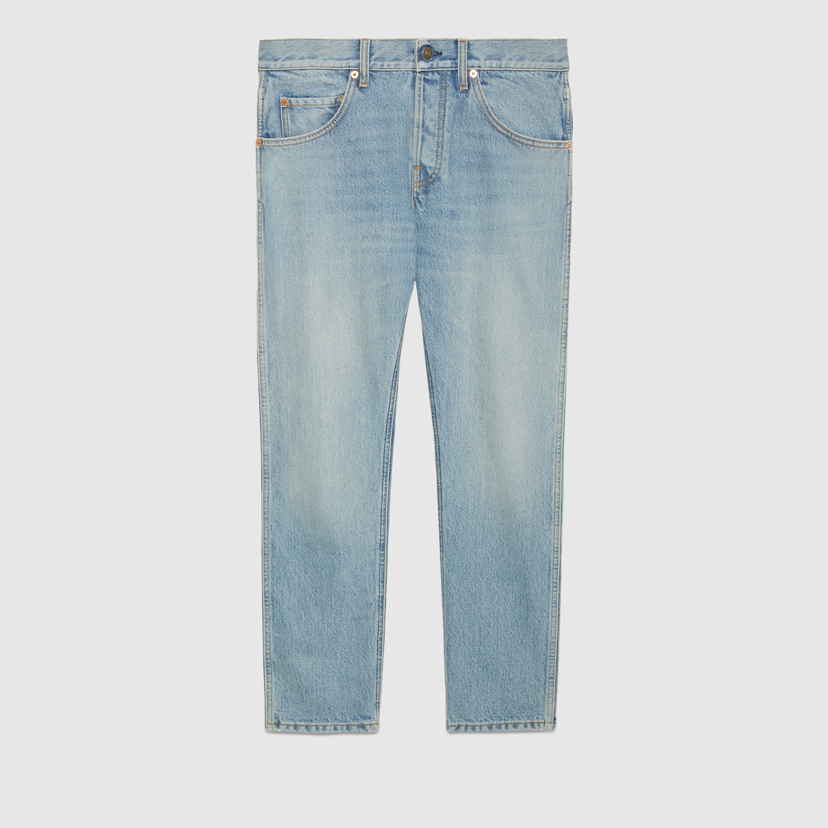 Pantalone attillato in denim in blu | GUCCI® Italia