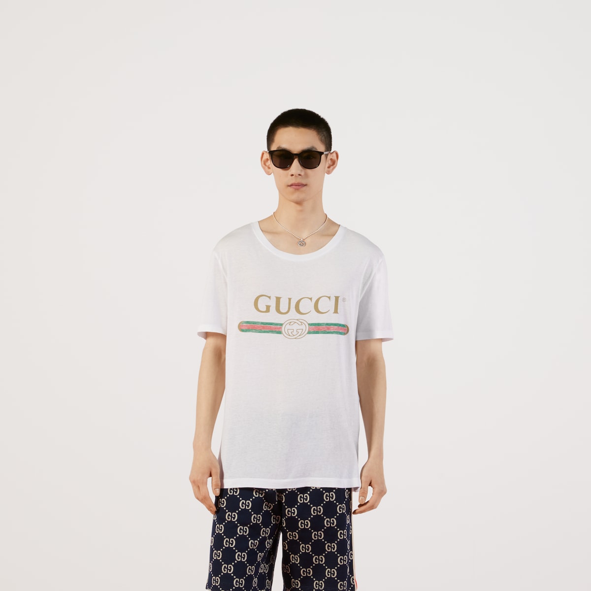 T shirt oversize d lav con logo Gucci in stampa vintage GUCCI