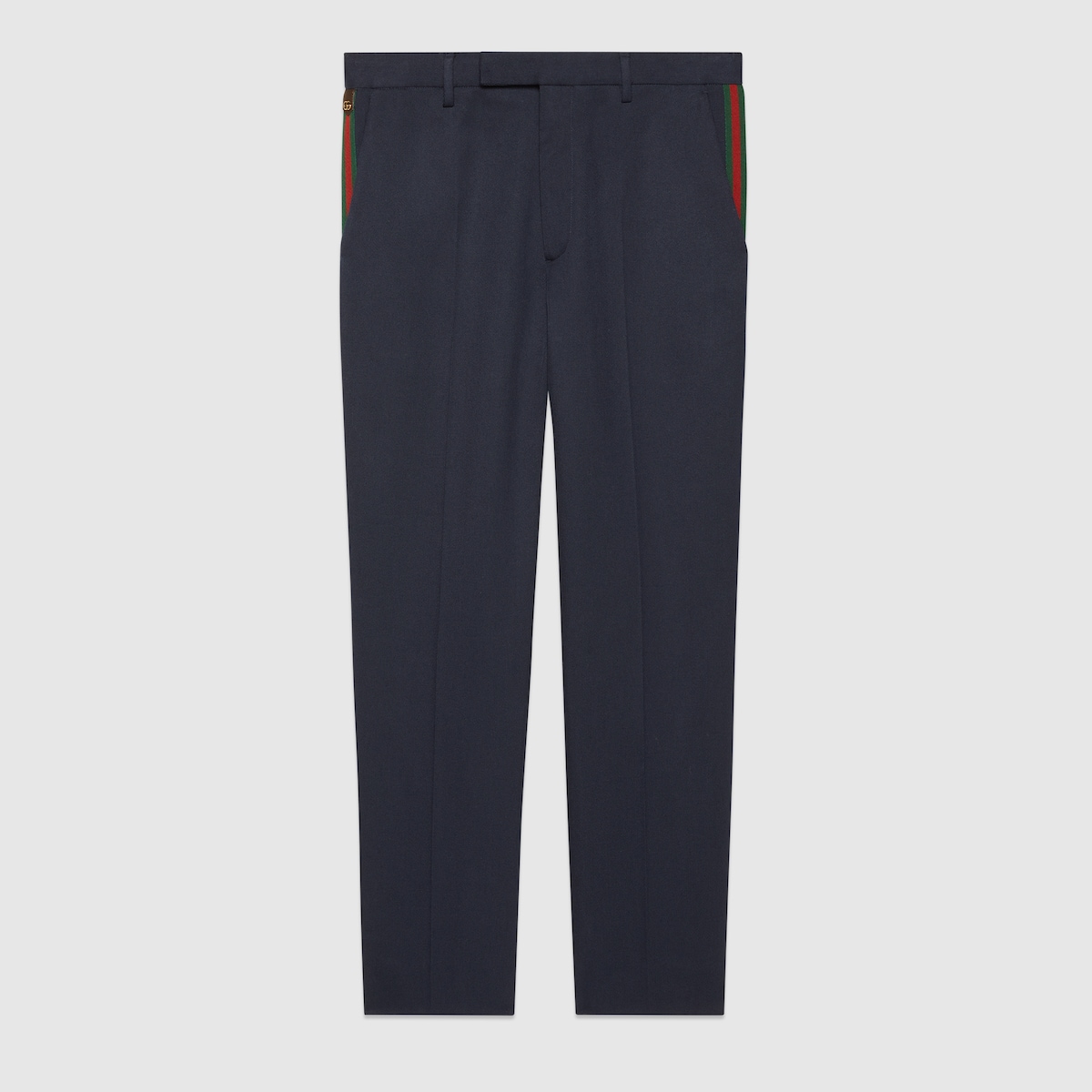 Cotton ankle pant with Web in blue | GUCCI® US
