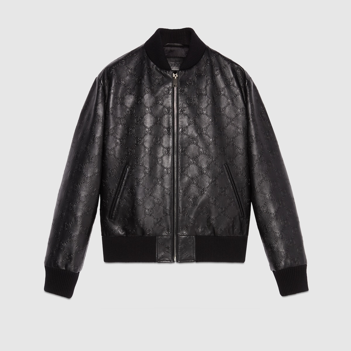 GUCCI ジャケット GG leather bomber jacket in black | GUCCI® US