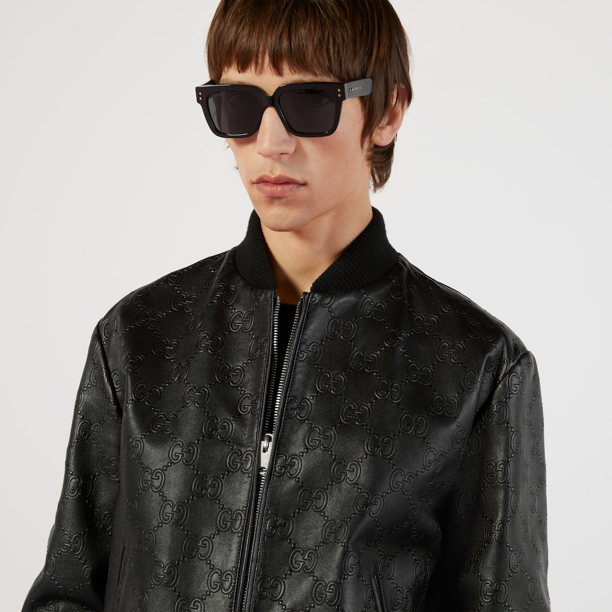 Leather bomber jacket in black - Gucci | Mytheresa