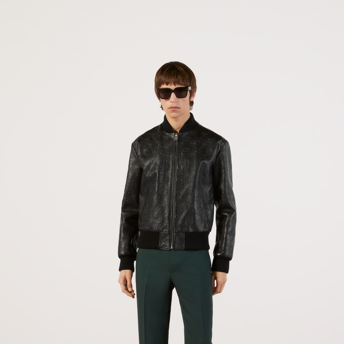 GG leather bomber jacket in black | GUCCI® US