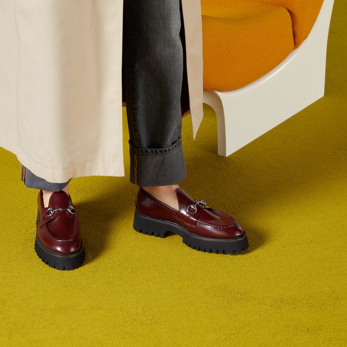 Women s loafer with Horsebit in burgundy leather GUCCI BE