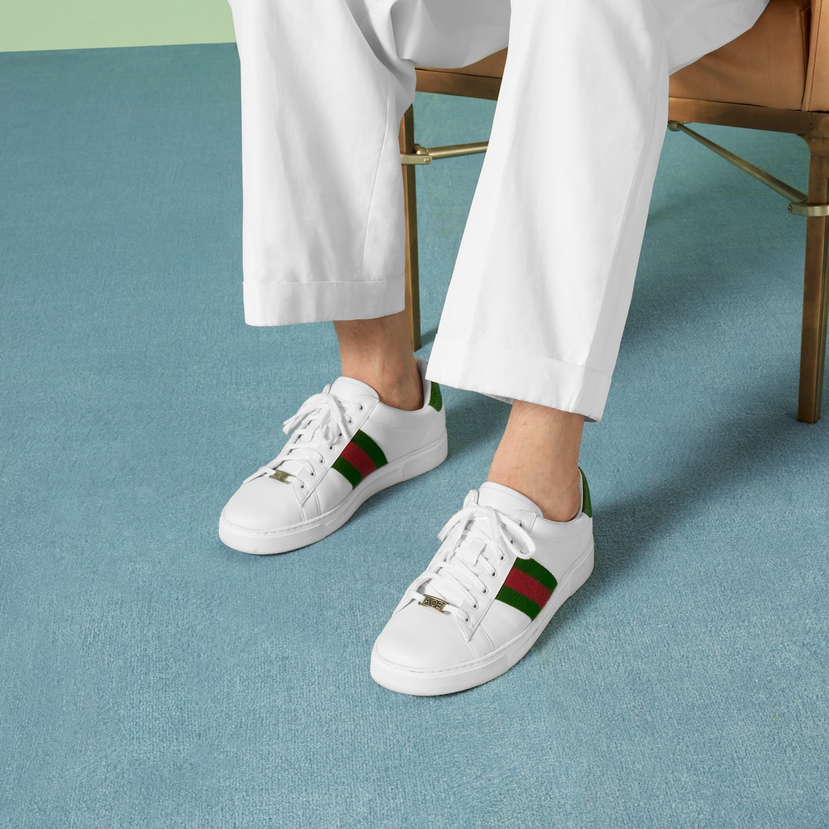 Gucci Men s Gucci Ace Trainer with Web White Leather