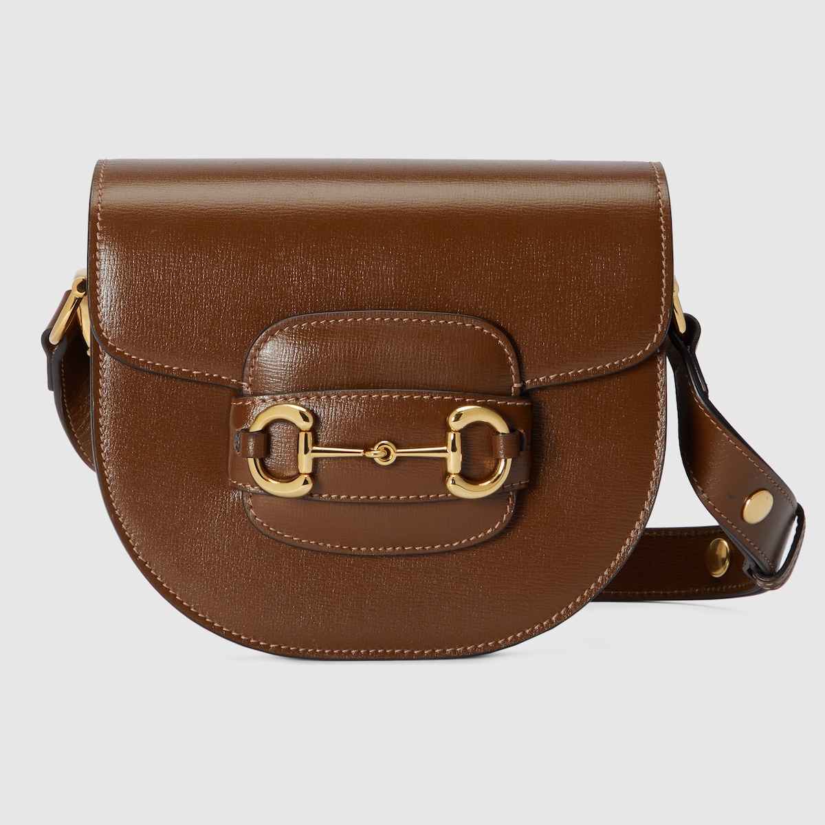 Mini borsa rotonda Gucci Horsebit 1955 in pelle marrone GUCCI CH