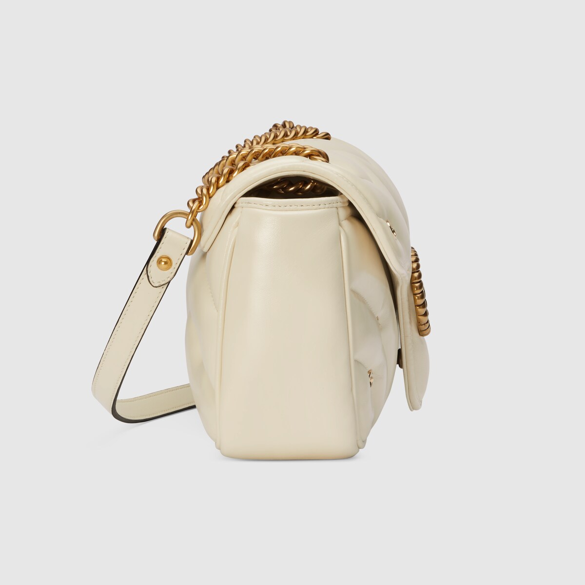 Kleine GG Marmont Schultertasche in weißes Leder | GUCCI® DE