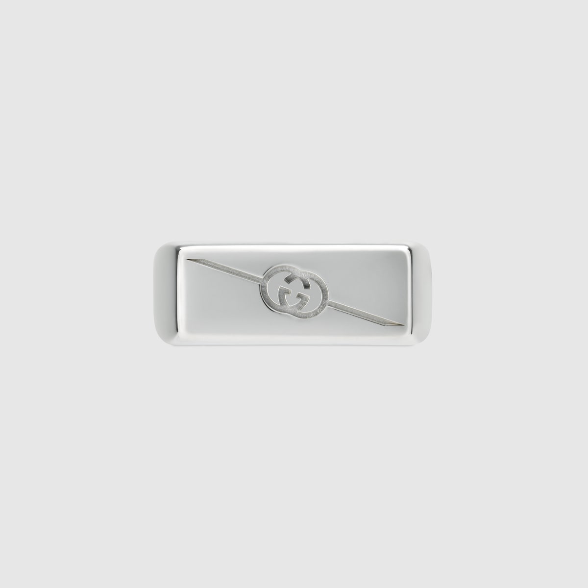 Diagonal Interlocking G ring in 925 sterling silver | GUCCI® US Diagonal Interlocking G ring in 925 sterling silver | GUCCI® US