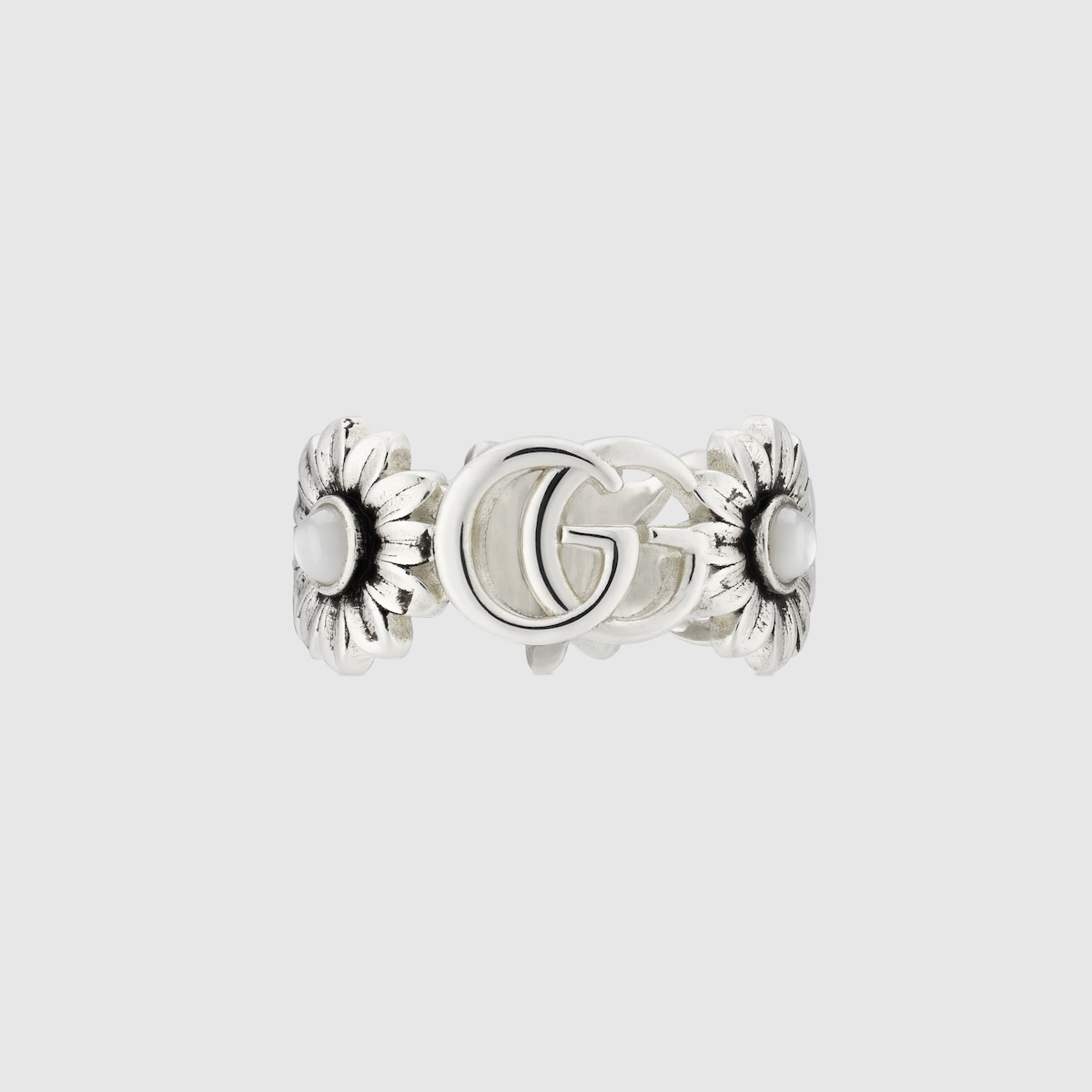【GUCCI】GG Marmont リング 8mm Gucci GG Marmont Cabled Sterling Silver Band Ring | Neiman