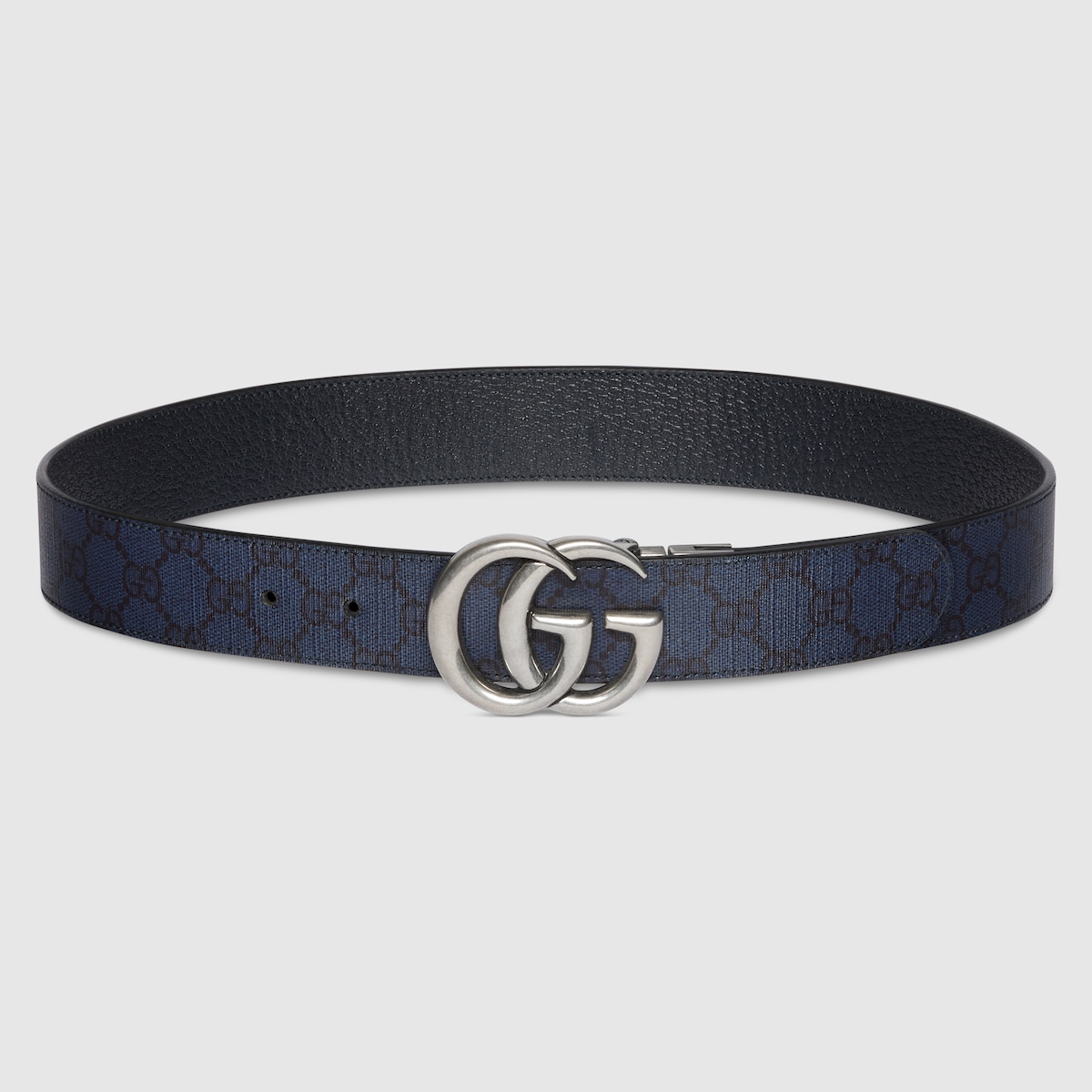 Wendbarer GG Marmont Gürtel in blauer und dunkelblauer Supreme 