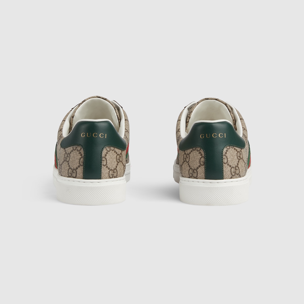 Men's Gucci Ace sneaker with Web in beige and ebony GG
