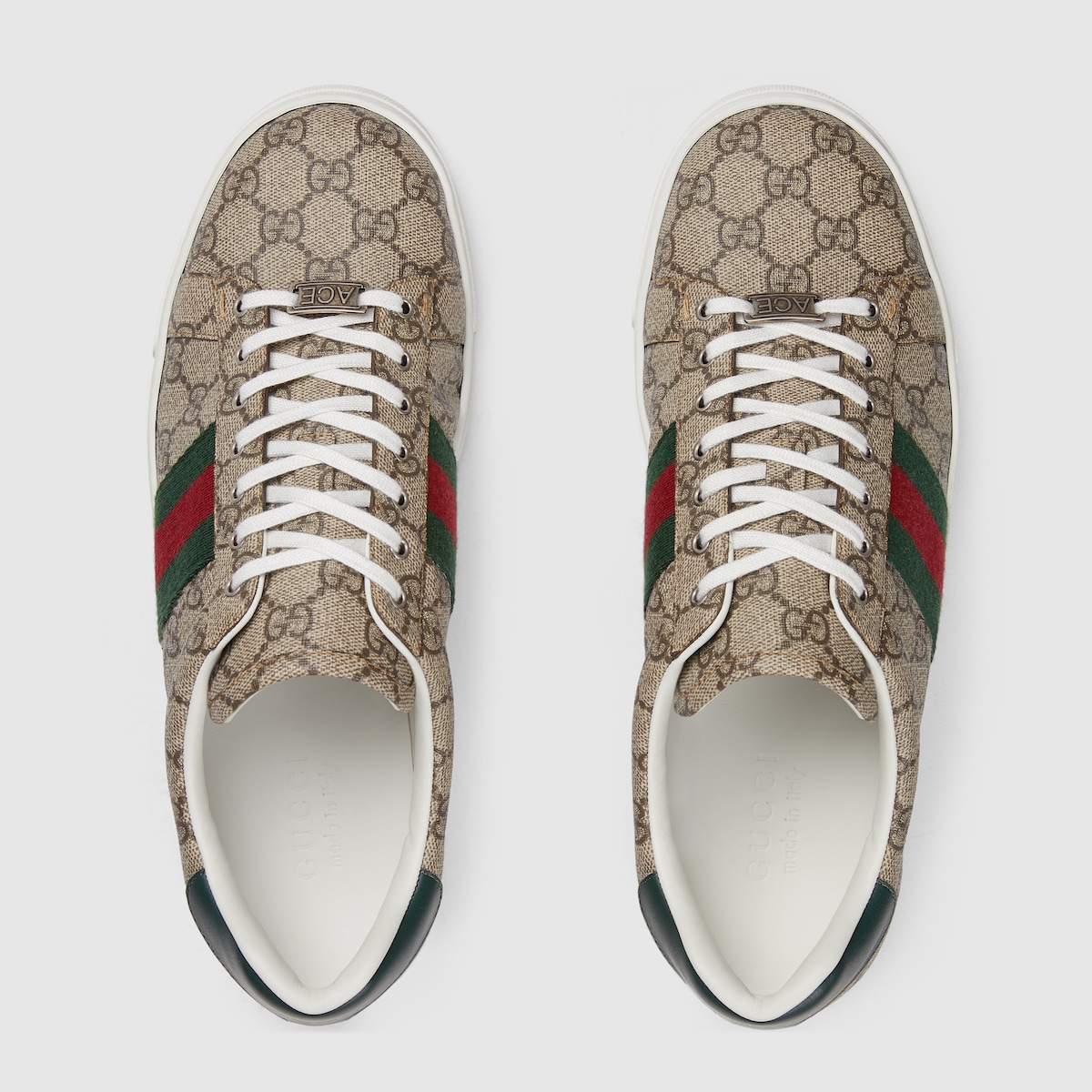 Men's Gucci Ace sneaker with Web in beige and ebony GG