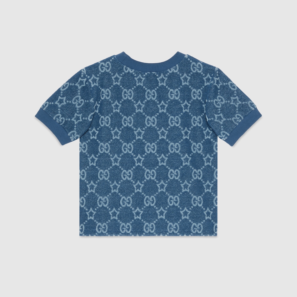 Children s GG stars cotton T shirt in blue and ivory GUCCI GR