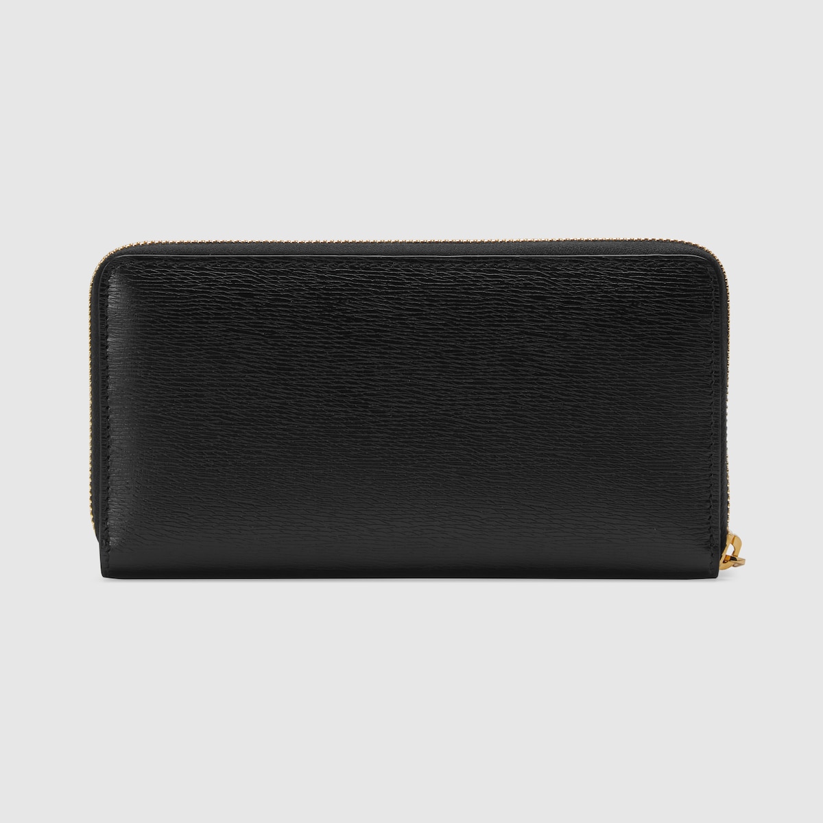 Zip around wallet with Gucci script in black leather | GUCCI® US