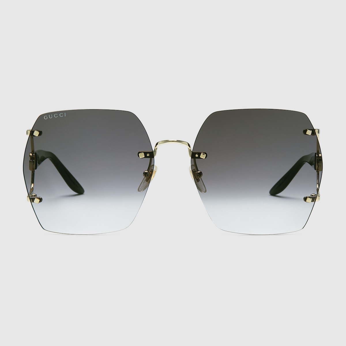 GUCCI EYEWEAR GG スクエアフレーム ゴールドトーン(ブラス) Geometric frame sunglasses in yellow gold-toned metal