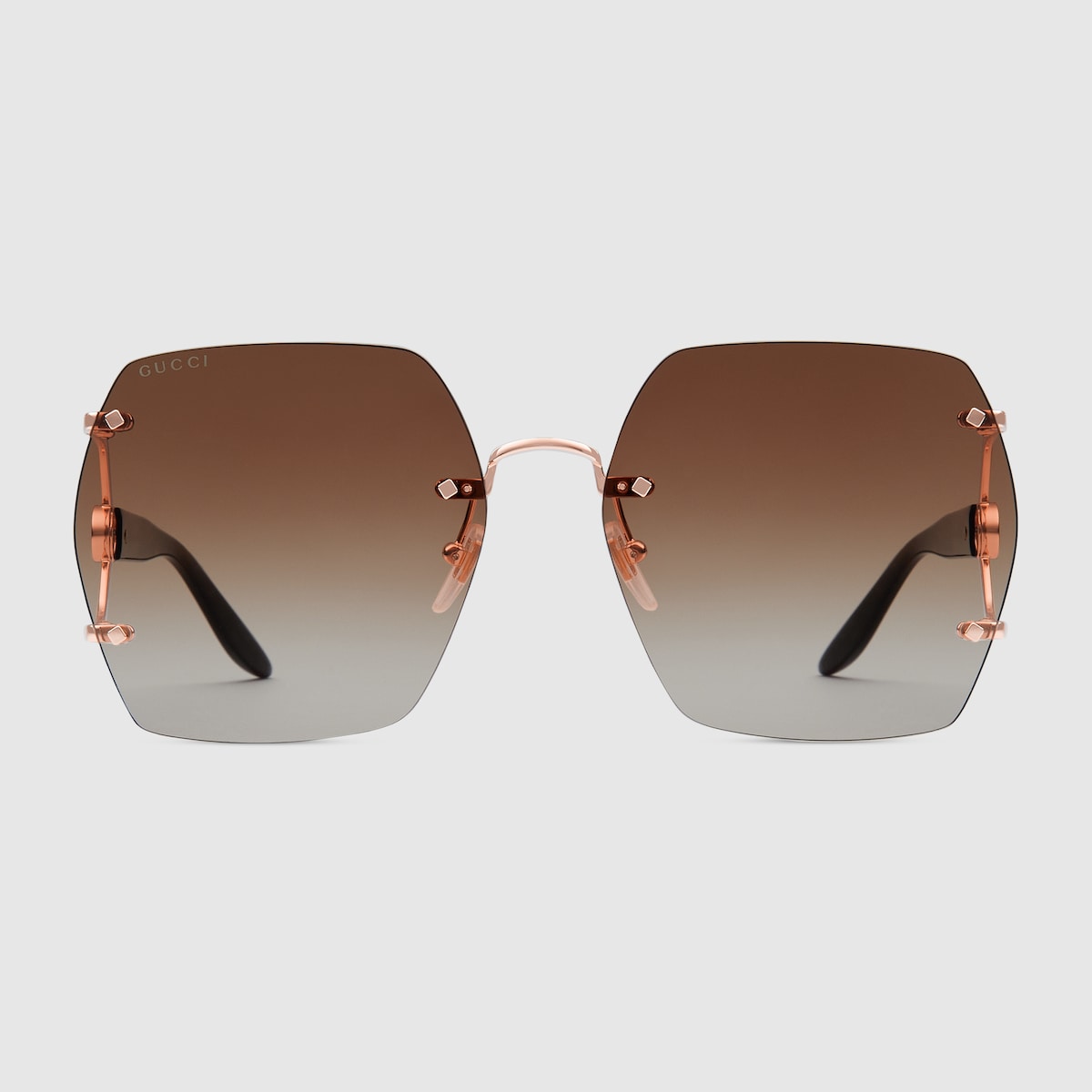 Geometric frame sunglasses in rose gold-toned metal | GUCCI® US