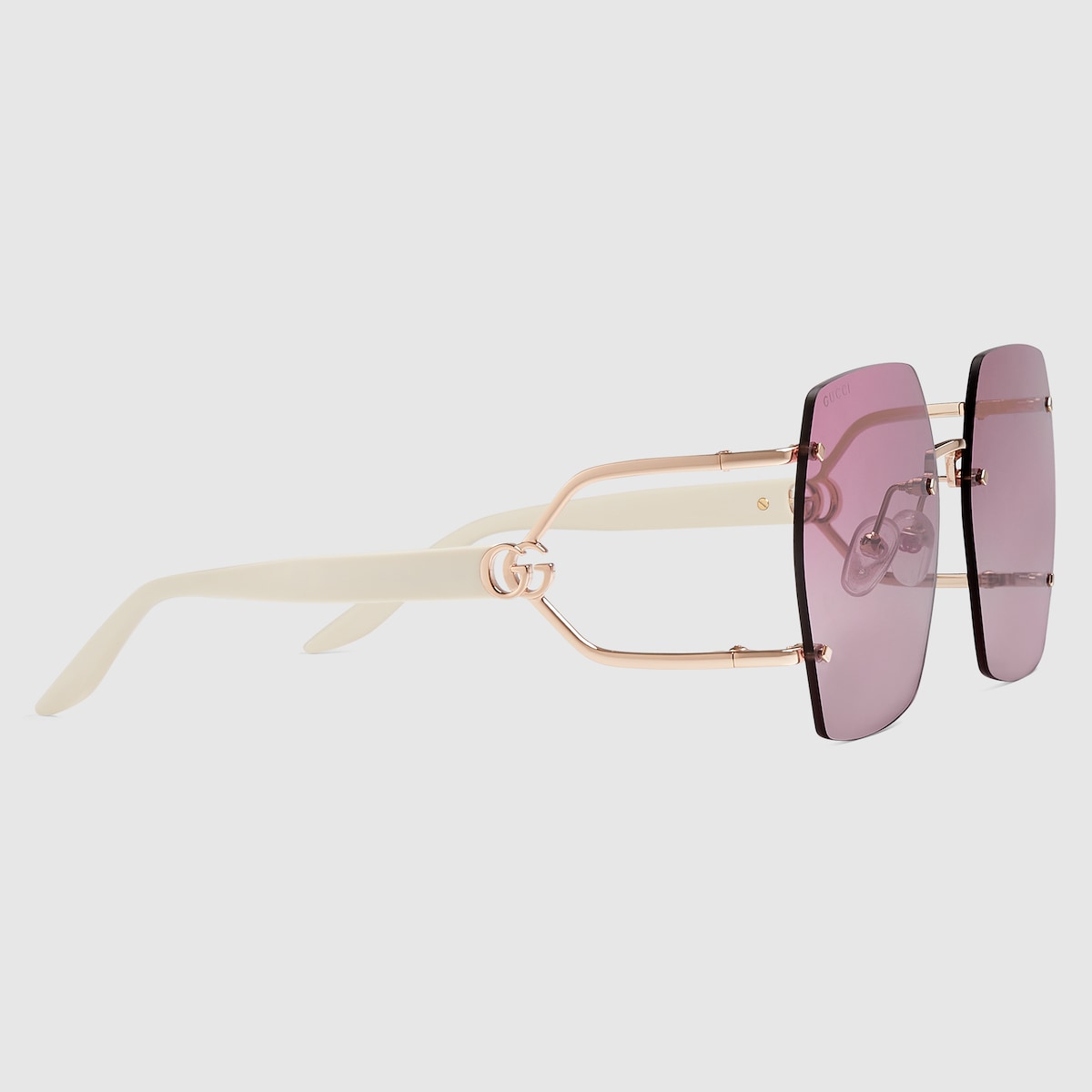 Geometric frame sunglasses in rose gold-toned metal | GUCCI® US
