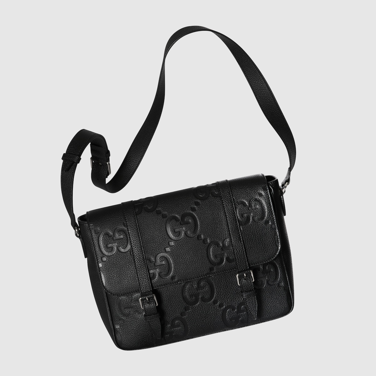 GG jumbo medium messeger bag in black leather | GUCCI® US