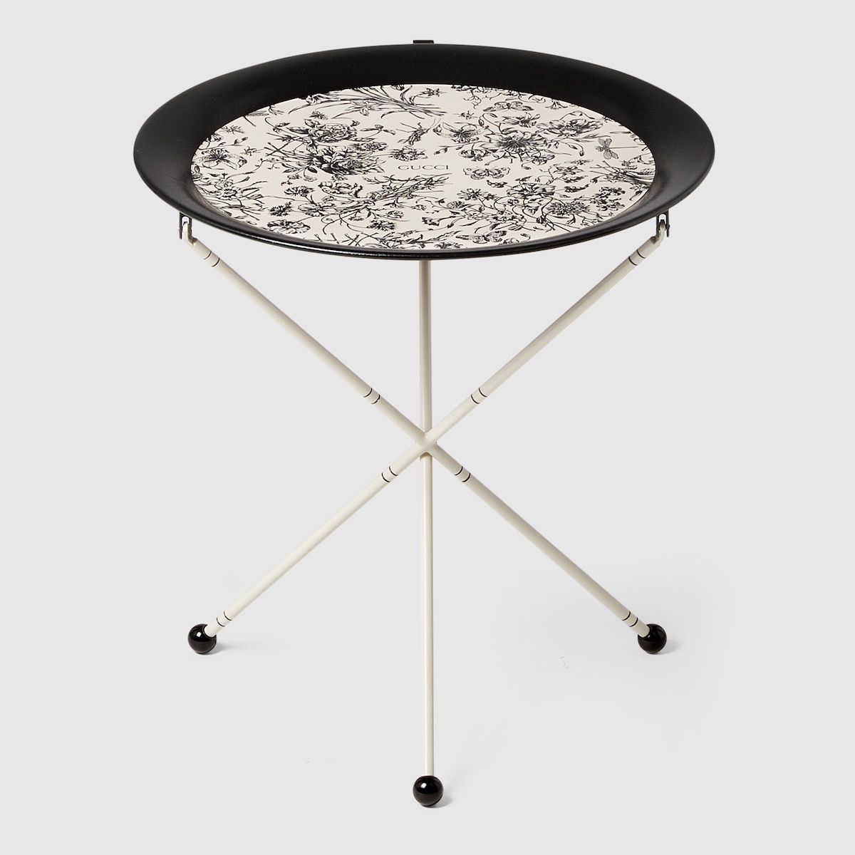 Gucci Flora Sketch print folding table in ivory and black metal - thumbnail 3