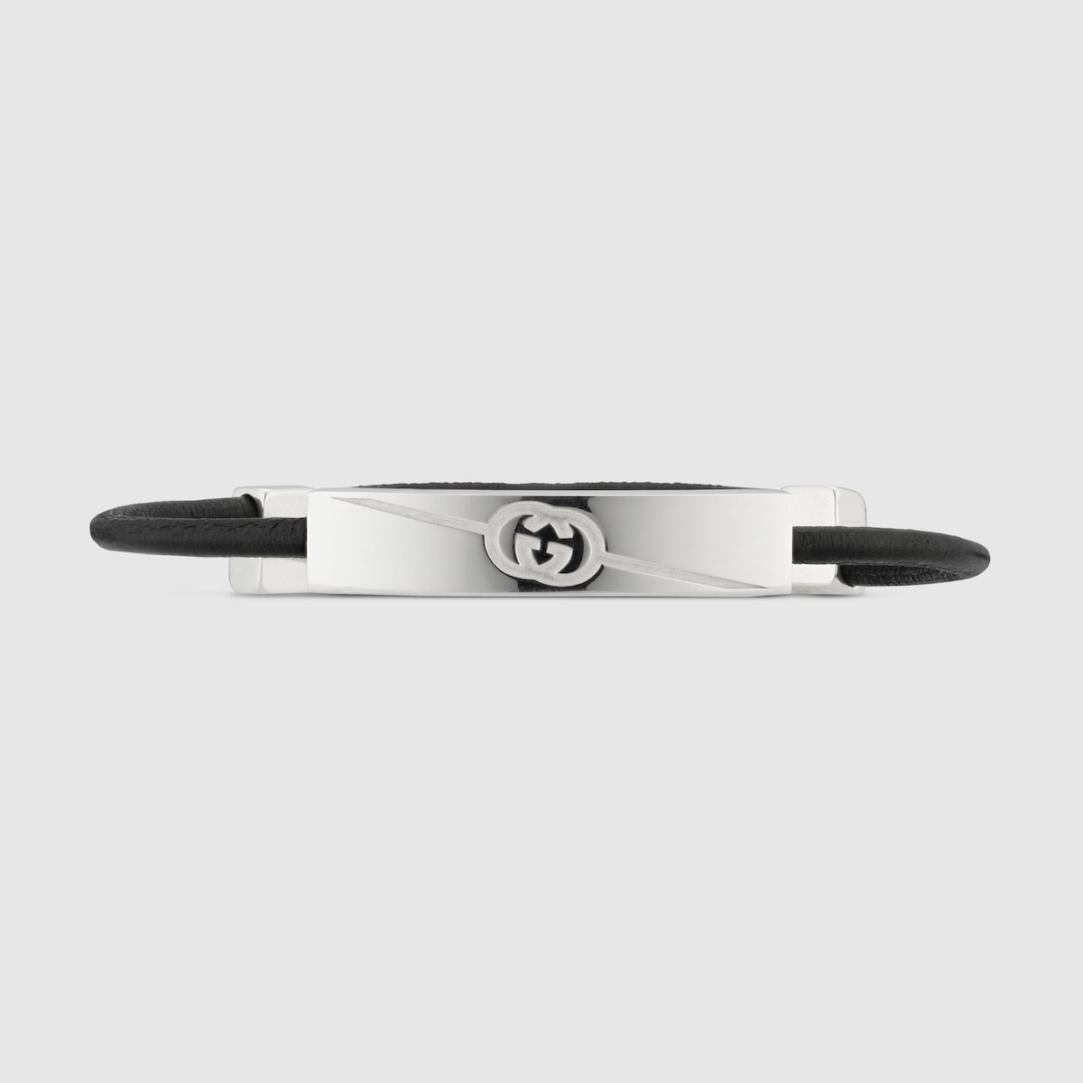 New GUCCI Solid 925 Sterling Silver &Tuscan Leather Bracelet