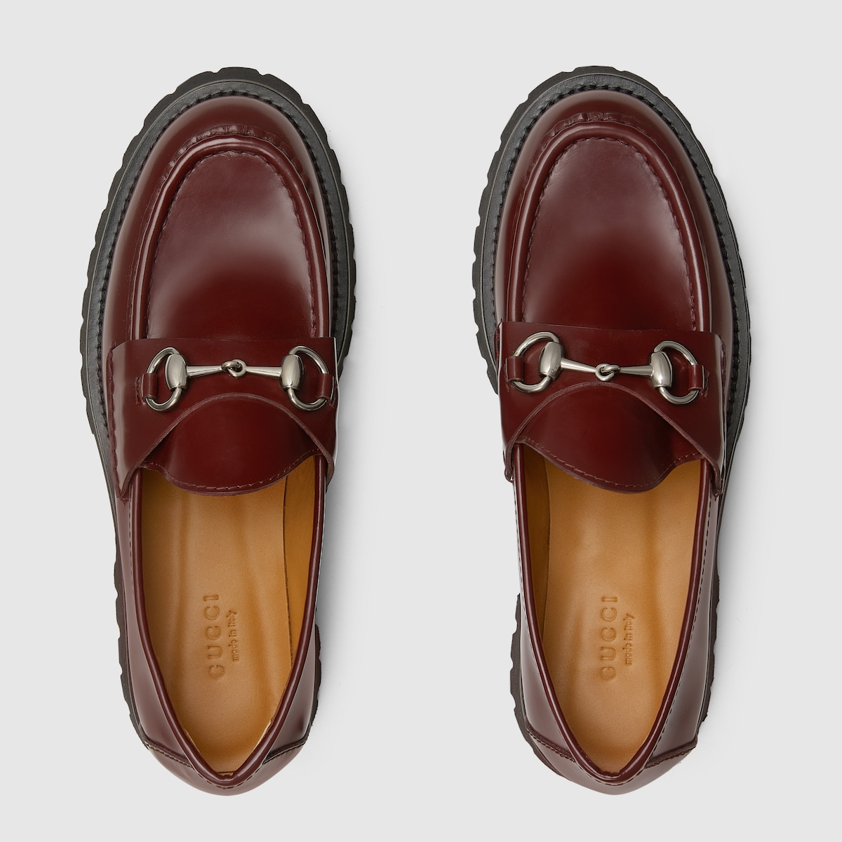 Women s loafer with Horsebit in burgundy leather GUCCI GR