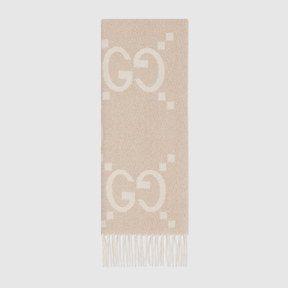 SCARF 195 CM IN BLACK AND LIGHT GRAY GG WOOL LAMÉ JACQUARD 403977 main image 1