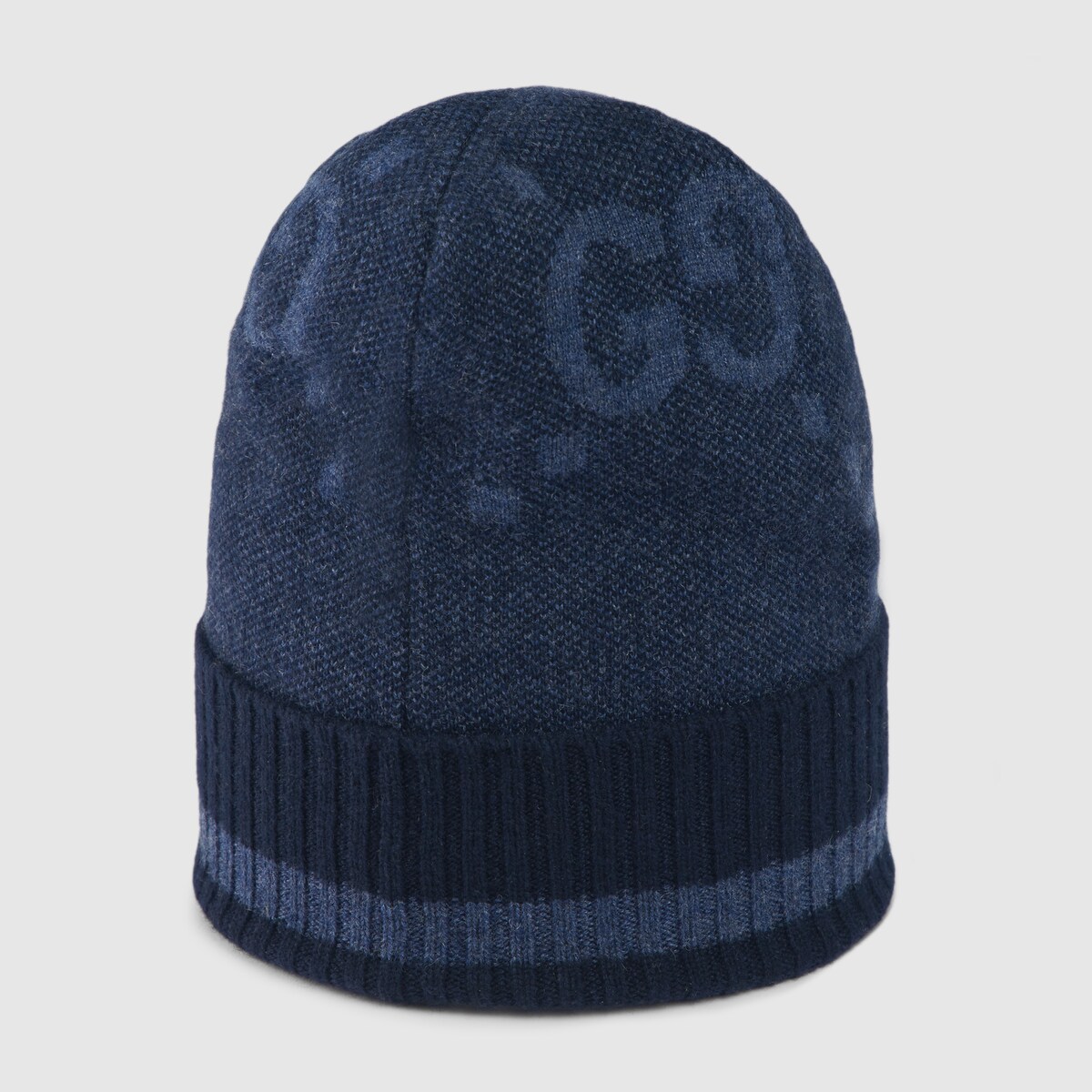 Mütze aus GG Kaschmirjacquard in blau und dunkelblau | GUCCI® DE