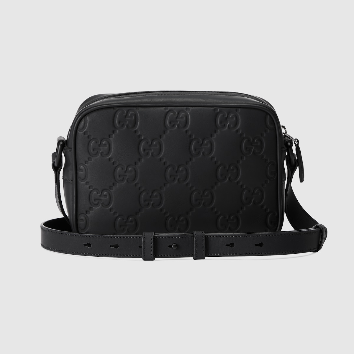 GUCCI バック GG ラバーエフェクト ミニ ショルダーバッグ ・ブラック レザー
