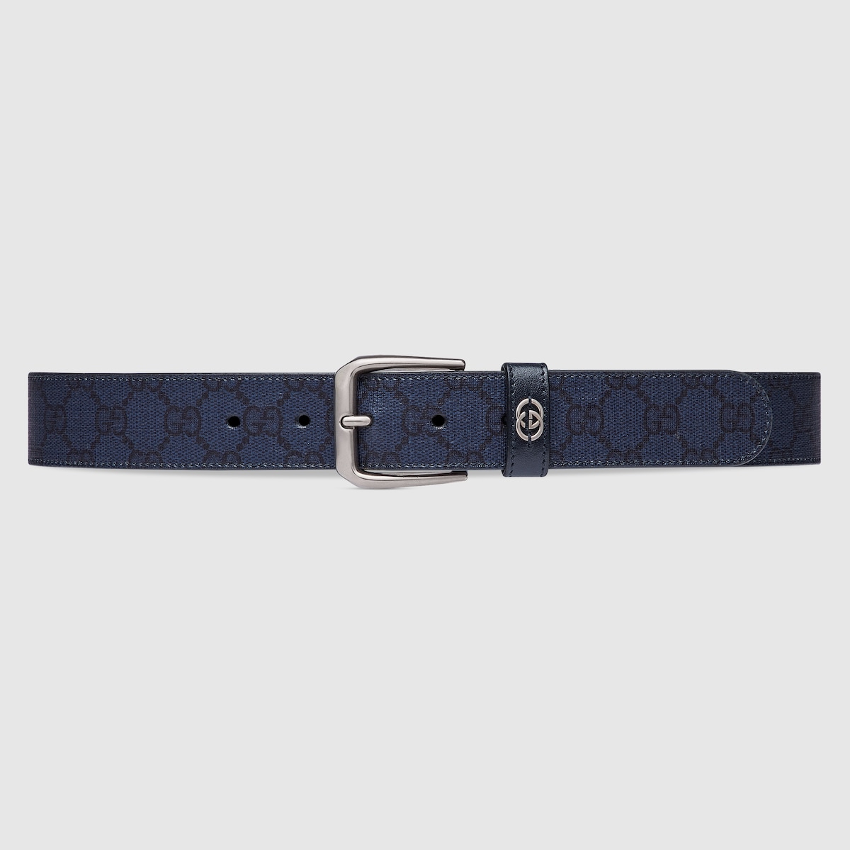 GUCCI Belt With Interlocking G Detail Size Gucci 80 Blue GG Canvas