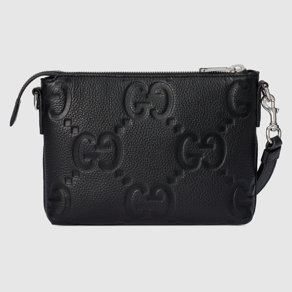 GG jumbo small messenger bag in black leather | GUCCI® LU