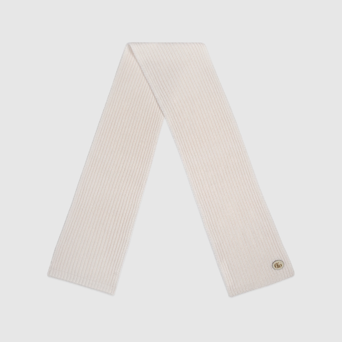 Wool cashmere scarf with Double G in ivory | GUCCI® US