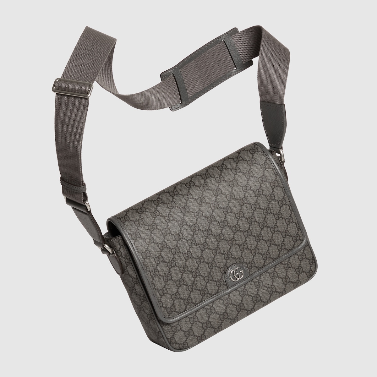 Ophidia medium messenger bag in grey and black GG Supreme