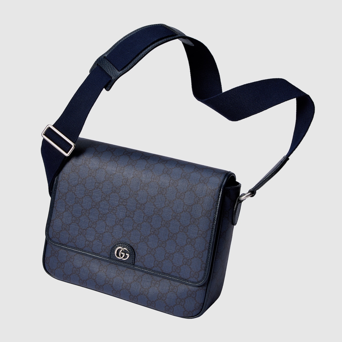 Ophidia medium messenger bag in blue and dark blue GG
