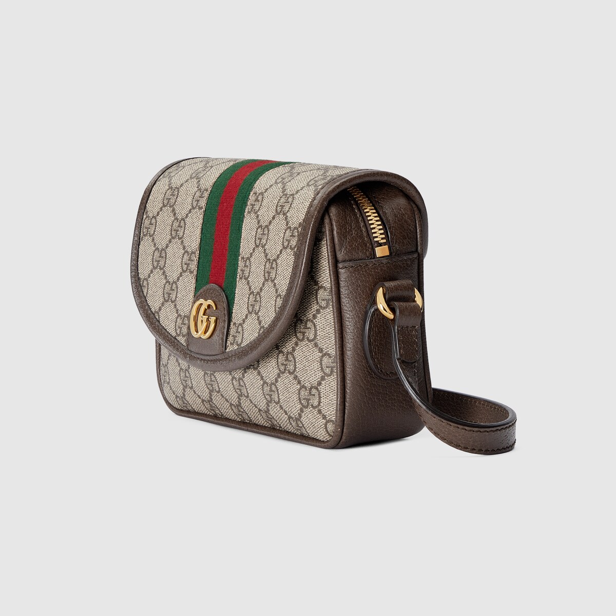 Ophidia GG Mini-Schultertasche in beige- und ebenholzfarbener GG 