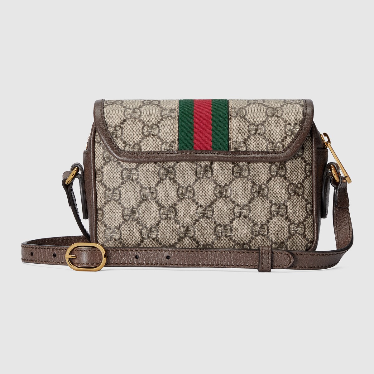 Ophidia GG Mini-Schultertasche in beige- und ebenholzfarbener GG 