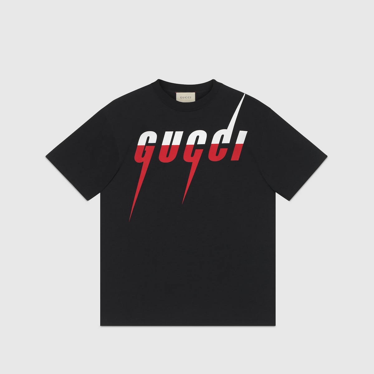 T shirt con stampa Gucci Blade in cotone nero GUCCI Italia