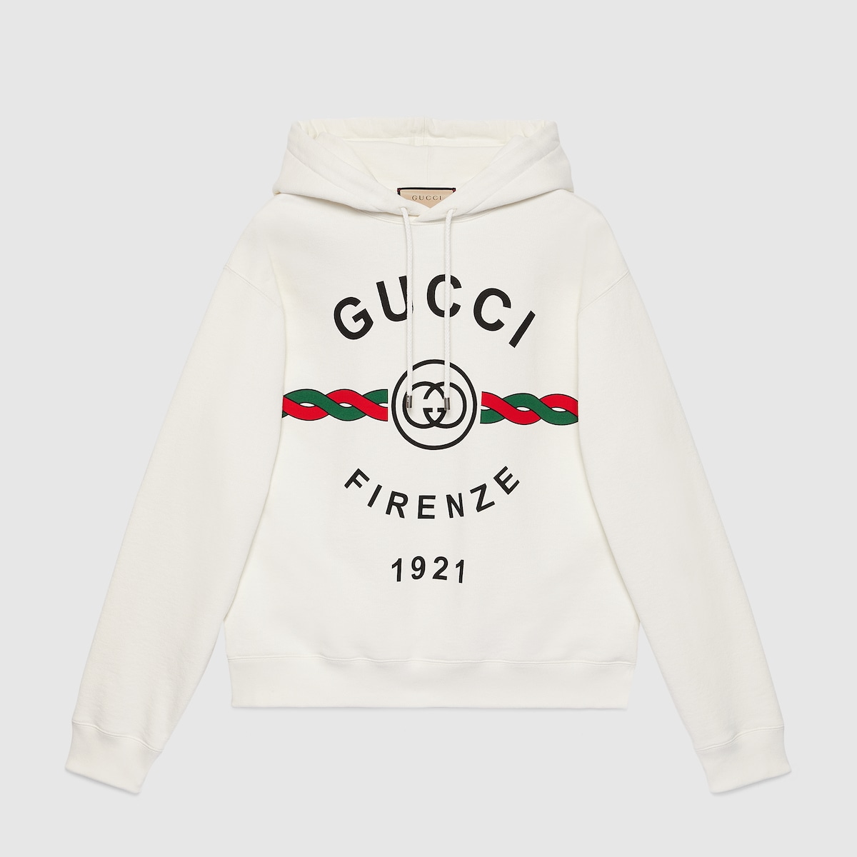 コットン “GUCCI FIRENZE 1921” フーデッド スウェットシャツホワイト | GUCCI公式