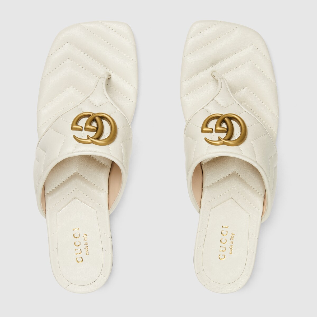 Women's Double G thong sandal in white leather | GUCCI® US