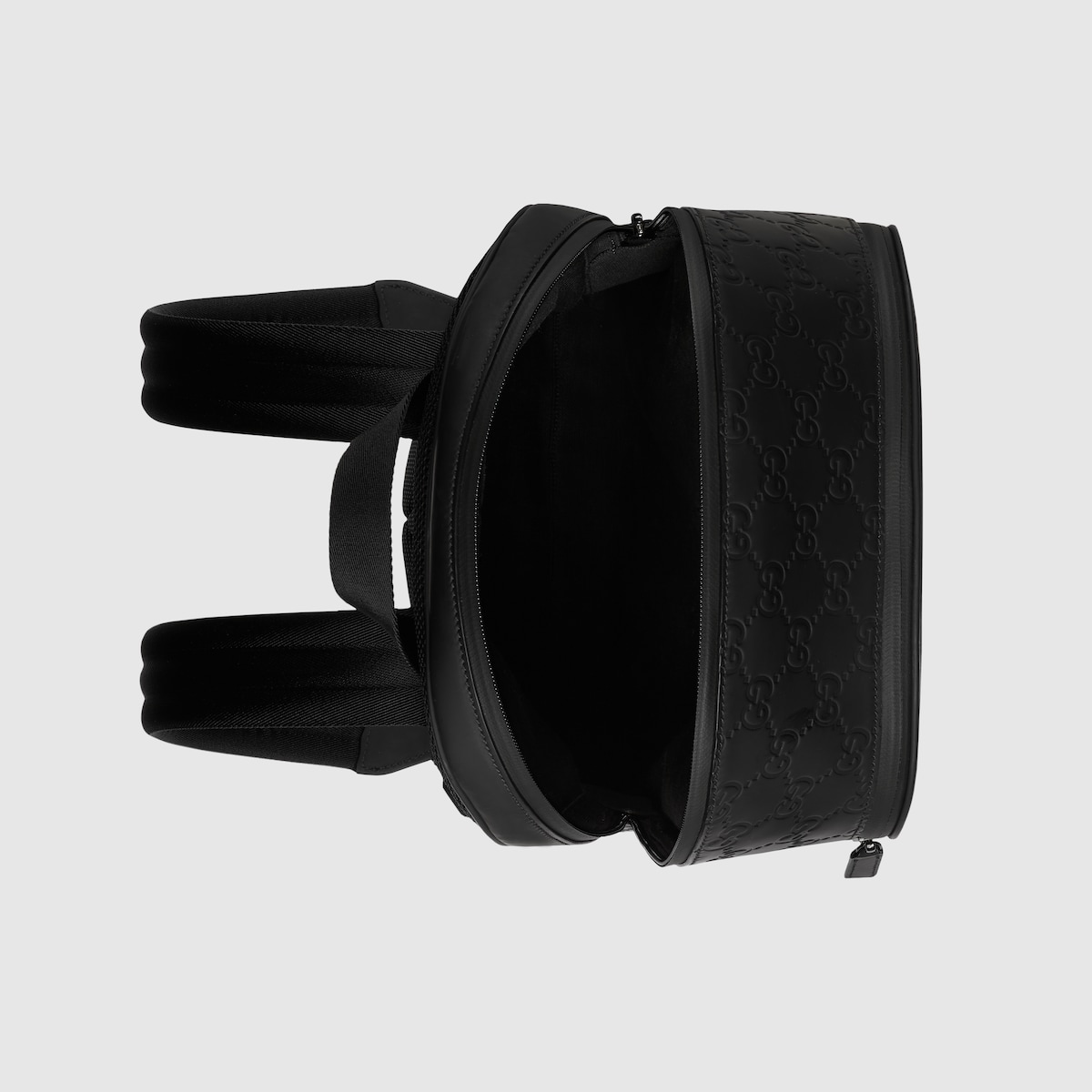 Rubber-effect medium backpack in black leather | GUCCI® ES