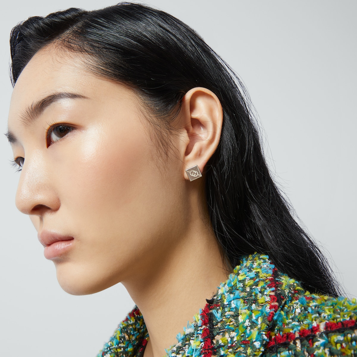 ダイアゴナル インターロッキングG ピアス ・スターリングシルバー