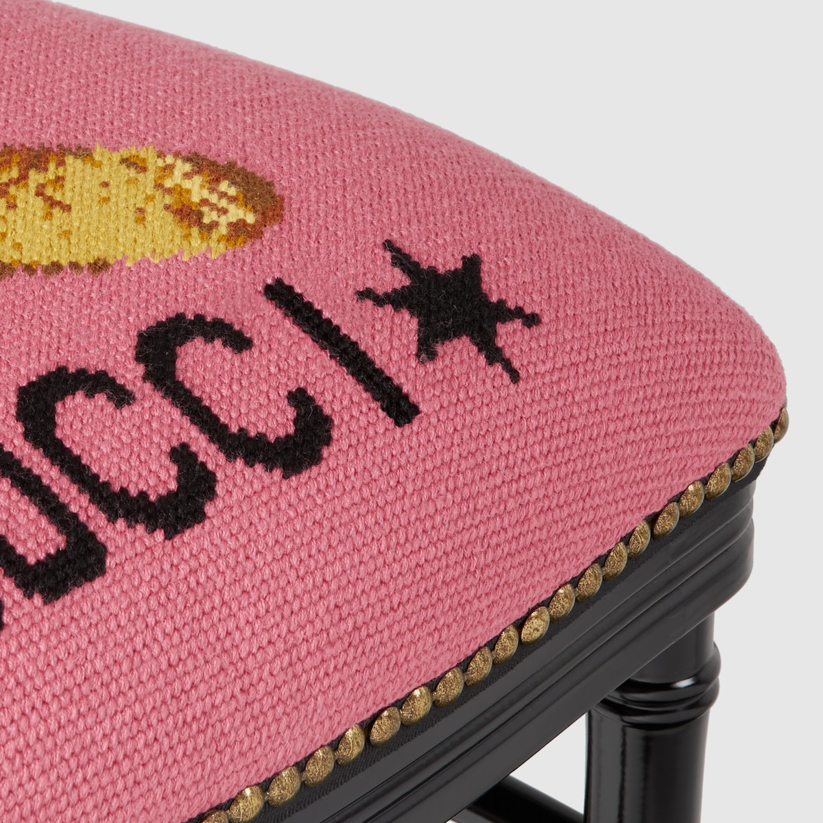 Chiavari chair with Gucci bear embroidery in pink wool blend