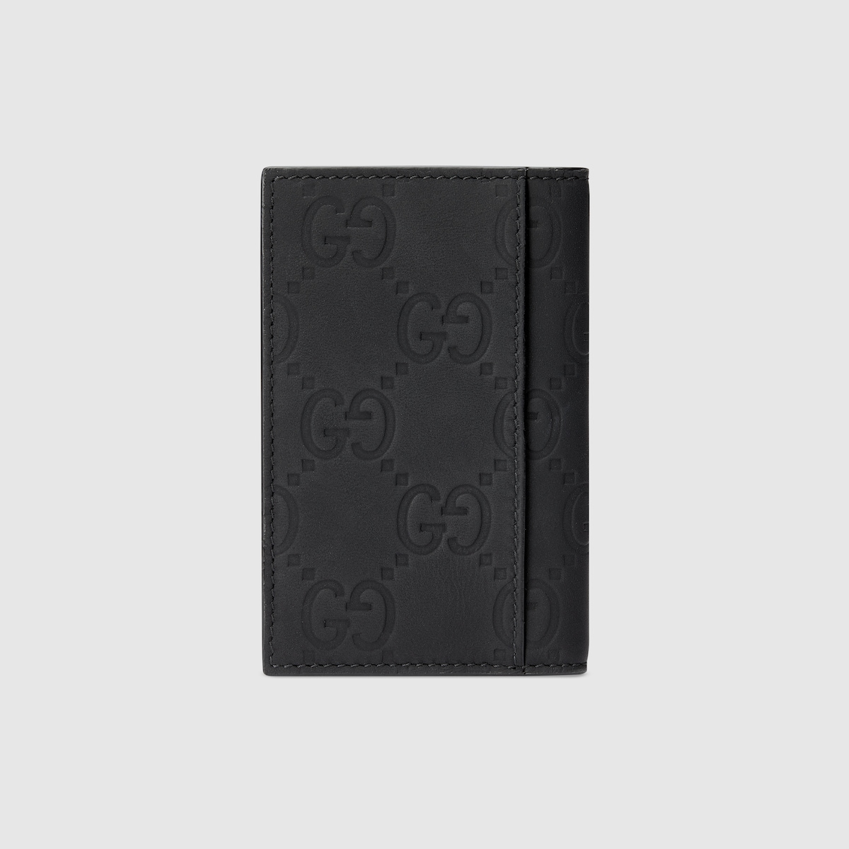GG rubber-effect long card case in black leather | GUCCI® US