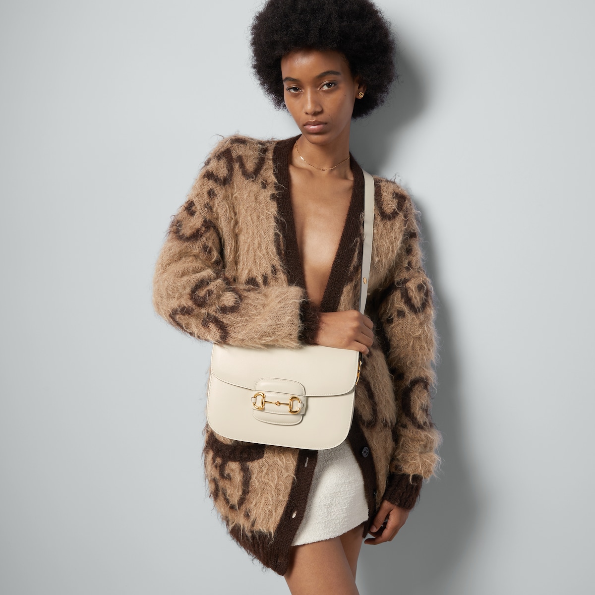 グッチ ホースビット 1955〕ミディアム ショルダーバッグ ・ホワイト