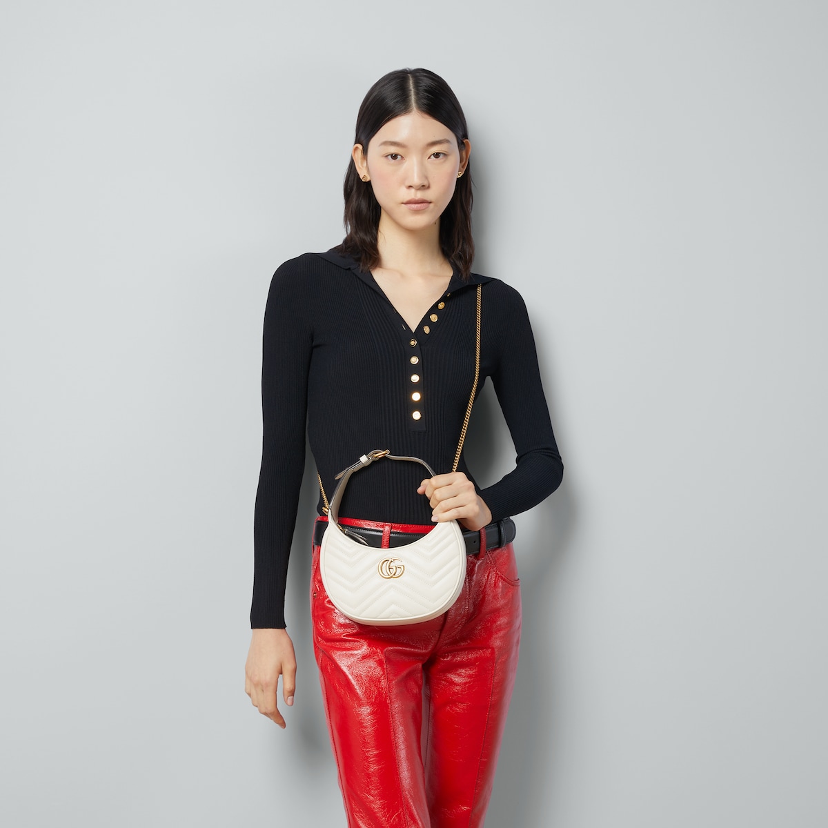 GG Marmont small shoulder bag in white leather | GUCCI® US