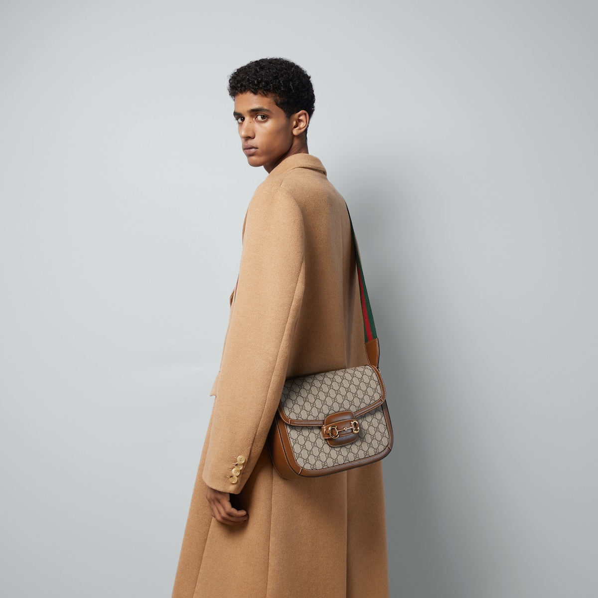 Gucci Horsebit 1955 crossbody bag in beige and ebony Supreme