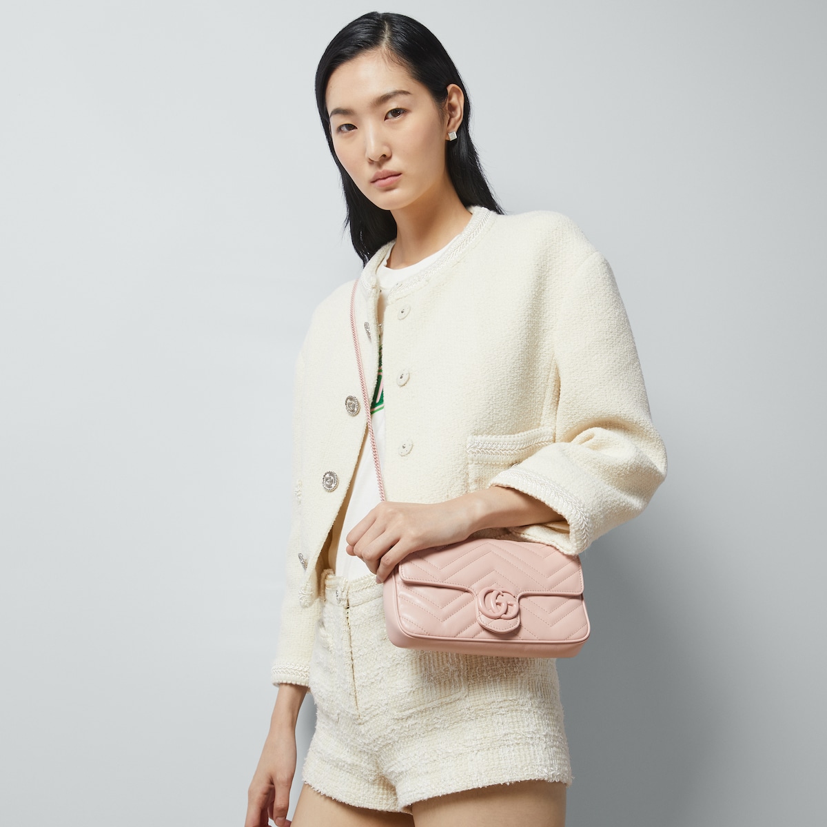 GG Marmont small shoulder bag in light pink leather | GUCCI® US